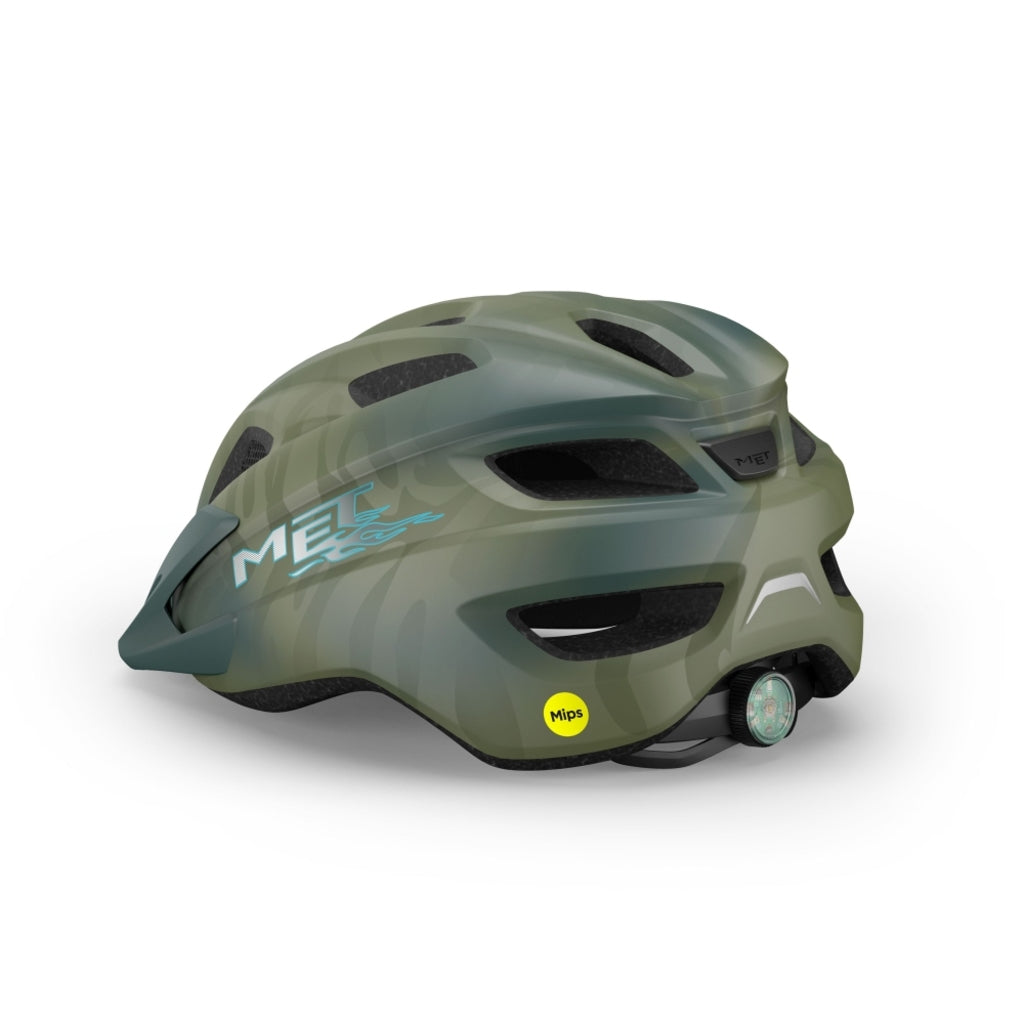 Kinderfietshelm MET Crackerjack met MIPS en LED-verlichting, lichte beschermende helm voor kinderen, zichtbaar op de afbeelding.