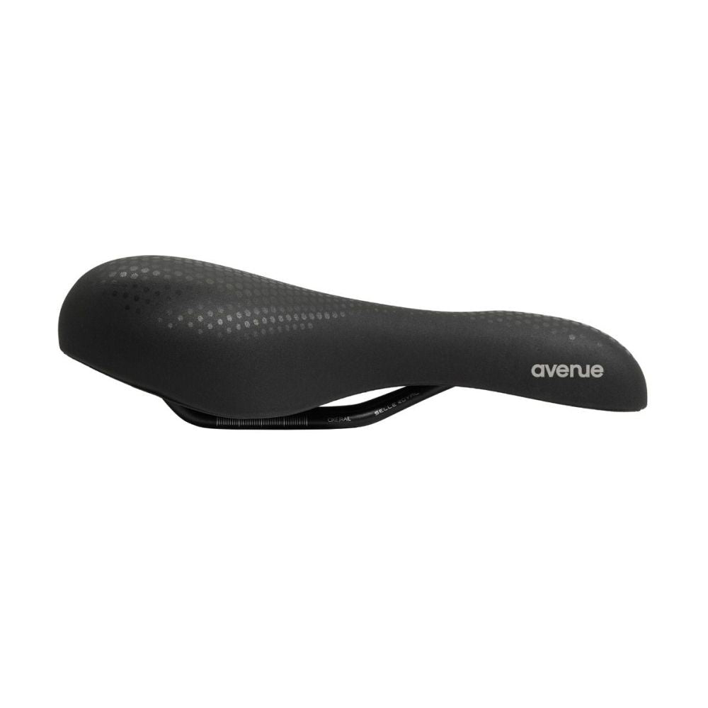 Zwart Selle Royal Avenue Athletic stadsfiets en e-bike zadel met Royalgel voor comfort en ondersteuning.