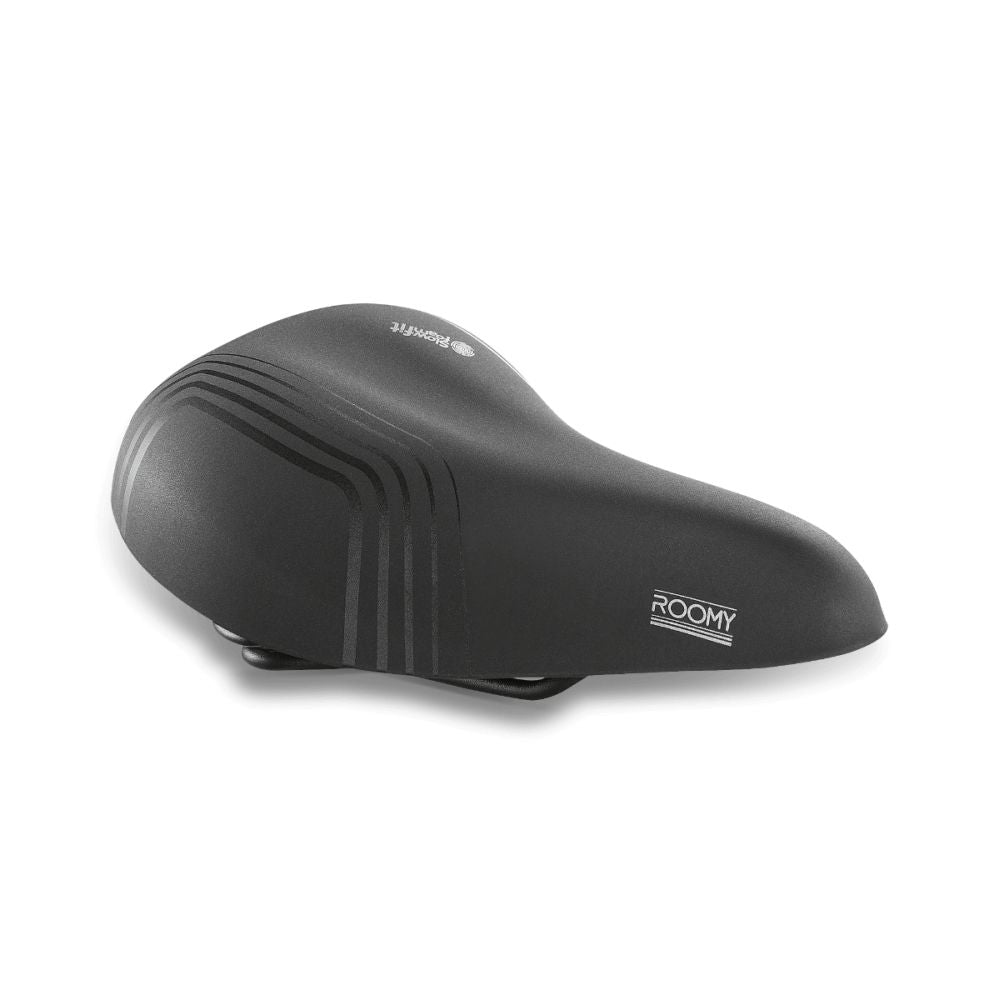 Zwarte Selle Royal Roomy Relaxed stadsfiets en E-bike zadel met traagschuim, comfortabel en geschikt voor urban life.