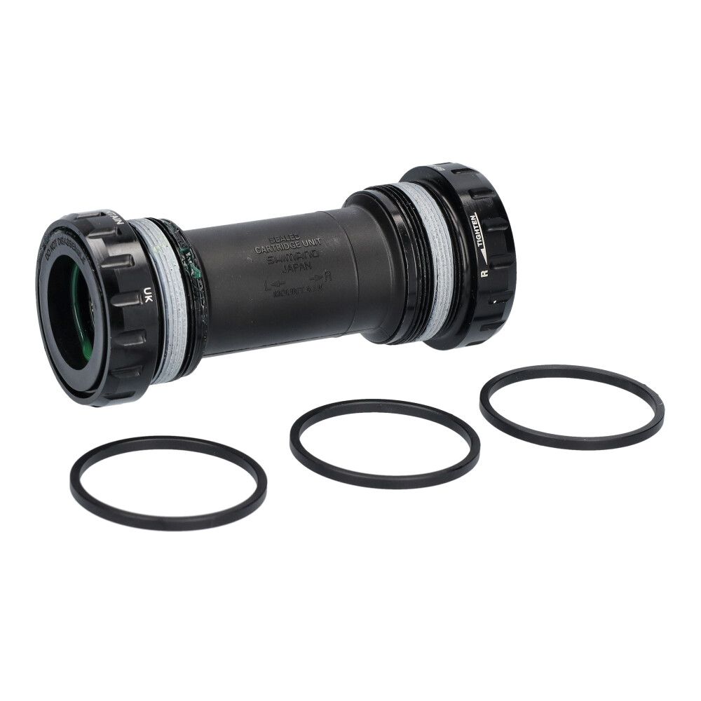 Shimano Deore Xt BB-MT801 trapas met 68/73 mm afgedichte lagers voor racefietsen, zwart en robuust.