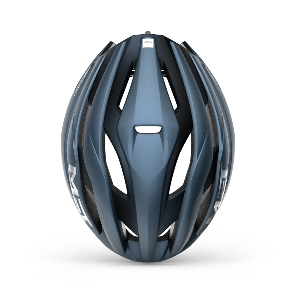 Racefiets helm MET Trenta Mips met aerodynamisch ontwerp en ventilatiegaten, zichtbaar op de afbeelding.