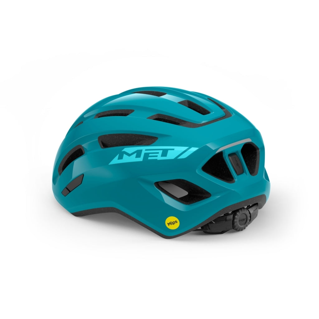 Racefietshelm MET Miles Mips met verstelbare ventilerende opening en stevige constructie, geschikt voor wielrenners.