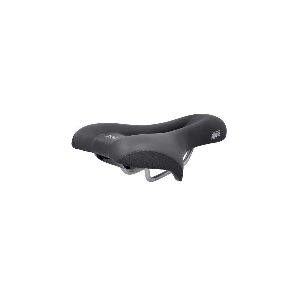 Zwarte Selle Royal Ellipse Athletic stadsfiets zadel met ergonomisch ontwerp en comfortabele padding.