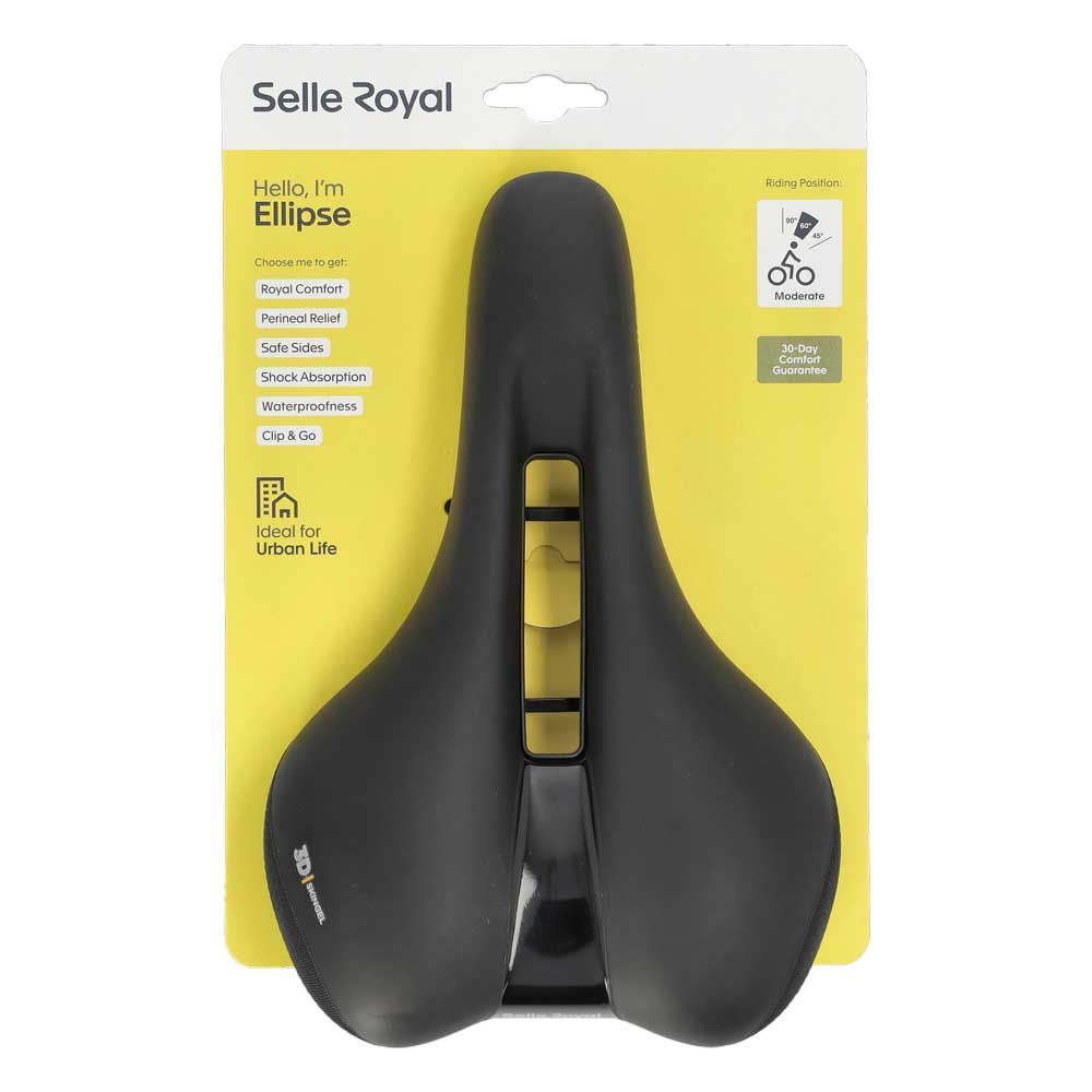 Selle Royal Ellipse Moderate Urban Life fietszadel met Royalgel, comfortabel en geschikt voor stadsfietsen, in close-up afbeelding