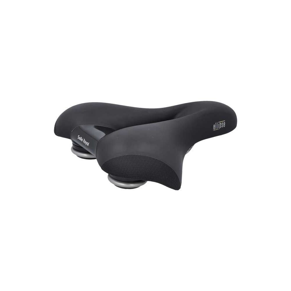 Zwart Selle Royal Ellipse Relaxed Urban Life fiets zadel met zachte bekleding en ergonomisch ontwerp voor comfortabel stadsfietsen.
