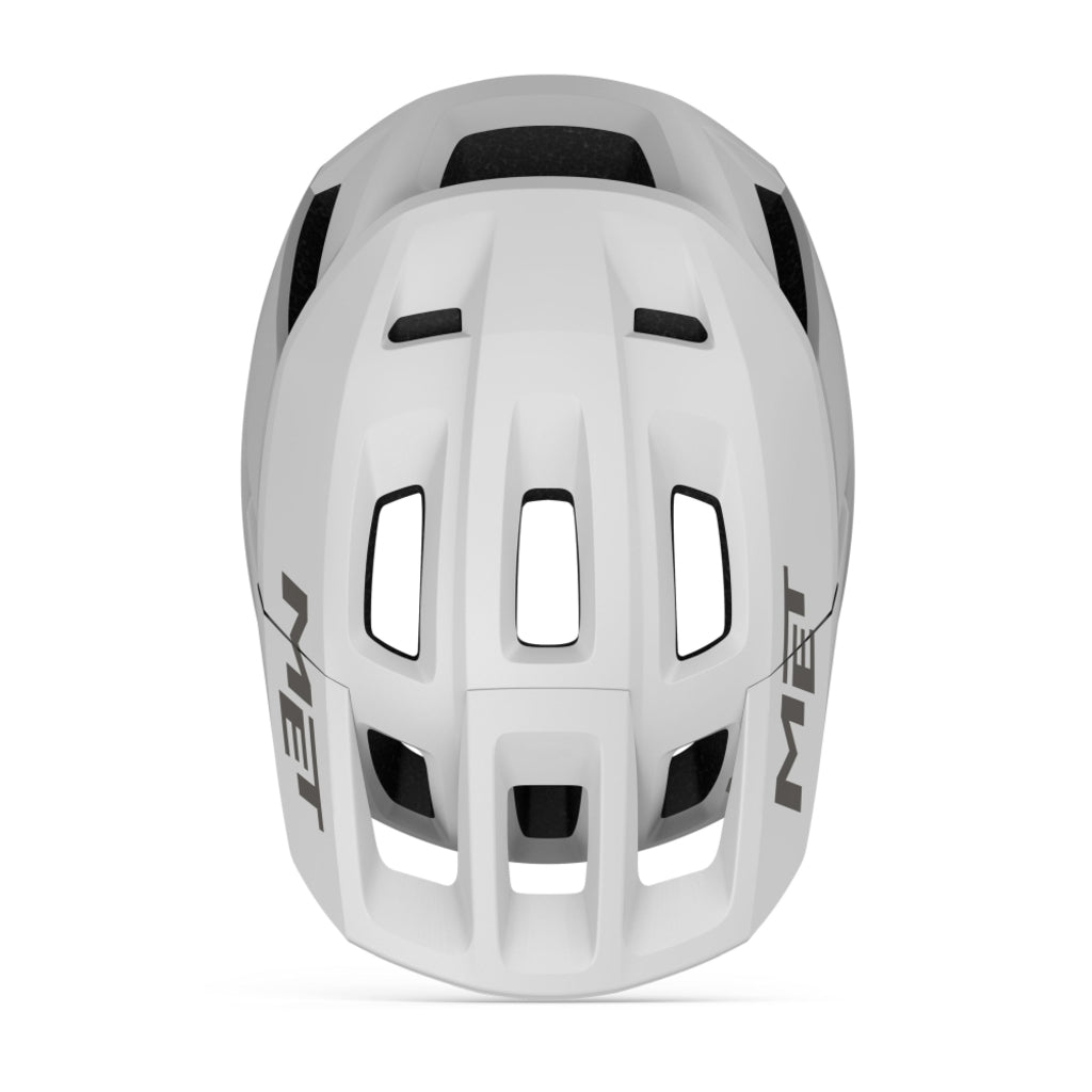 MET MTB helm Terrae MIPS met ventilatiegaten en verstelbare riem, ontworpen voor veilig mountainbiken.