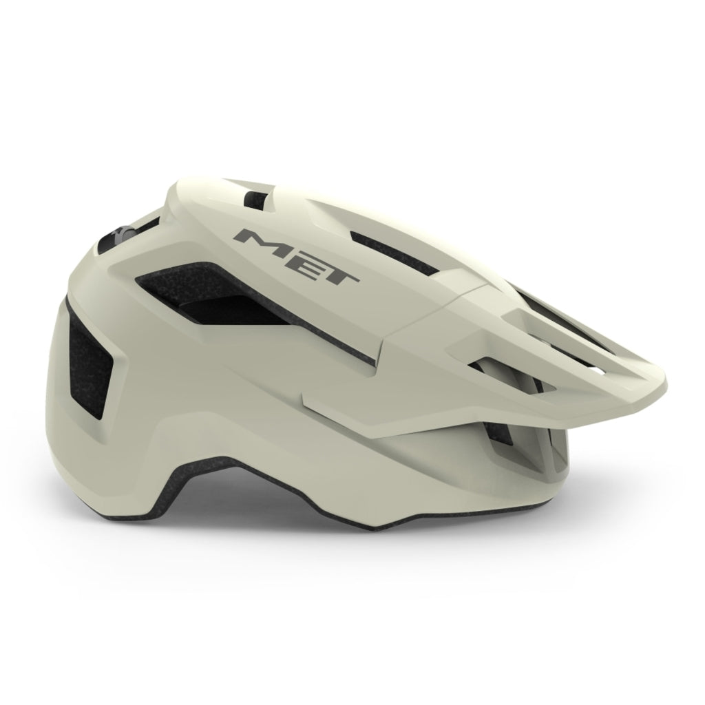 Fietshelm MET Shelte MTB helm met ventilatiegaten en verstelbare bandage, geschikt voor mountainbiken.