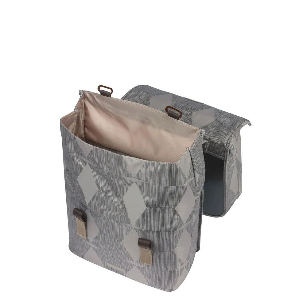 Basil Elegance Mik dubbele fietstas in groen, 40-49 liter, voor aan de fiets, gemaakt van duurzame materialen