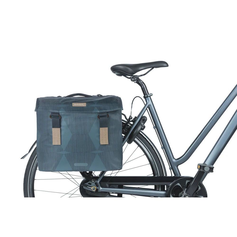 Dubbele fietstas Basil Elegance Mik, groene kleur, 40-49 liter, waterdicht en stevige bagage voor fietsgebruik