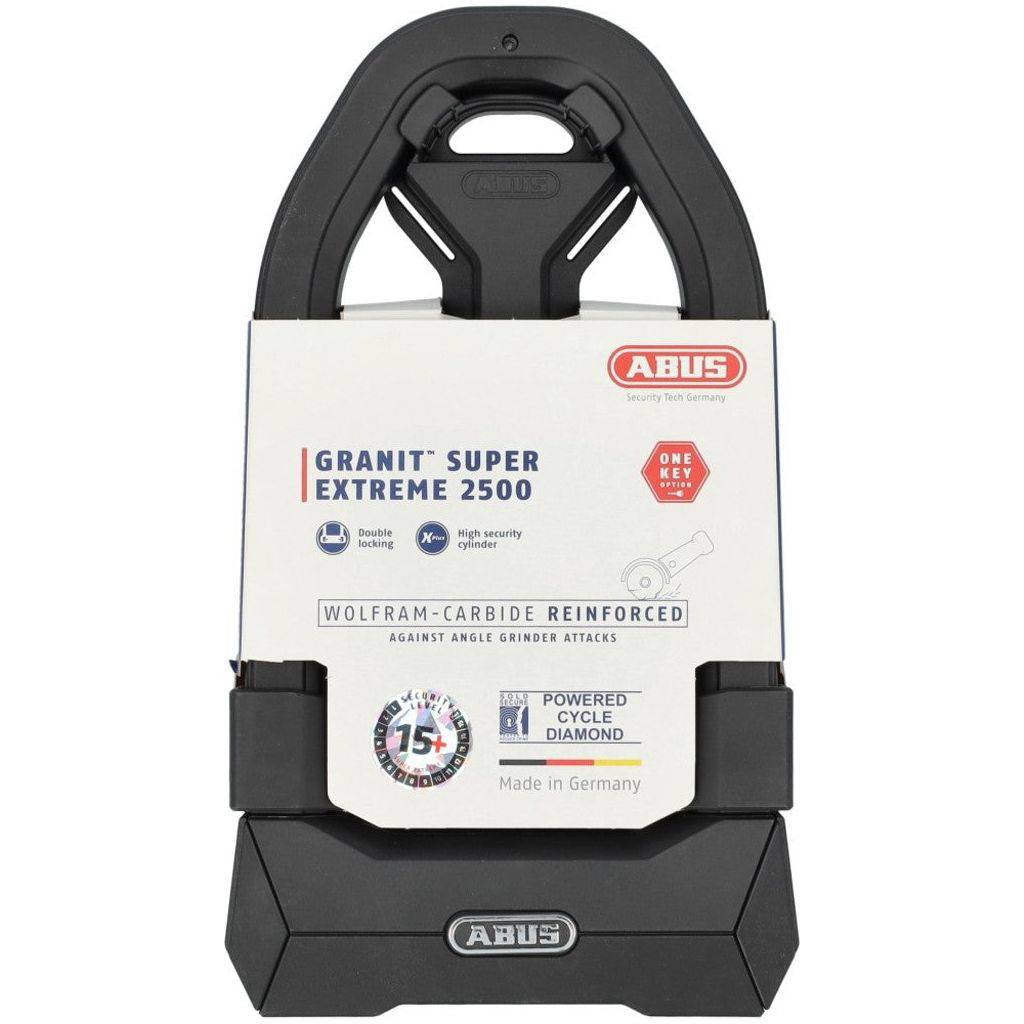 Beugelslot Abus Granit Super Extreme 2500 USH2500 230x102x27mm Zwart - Le Coq Wielerartikelen
