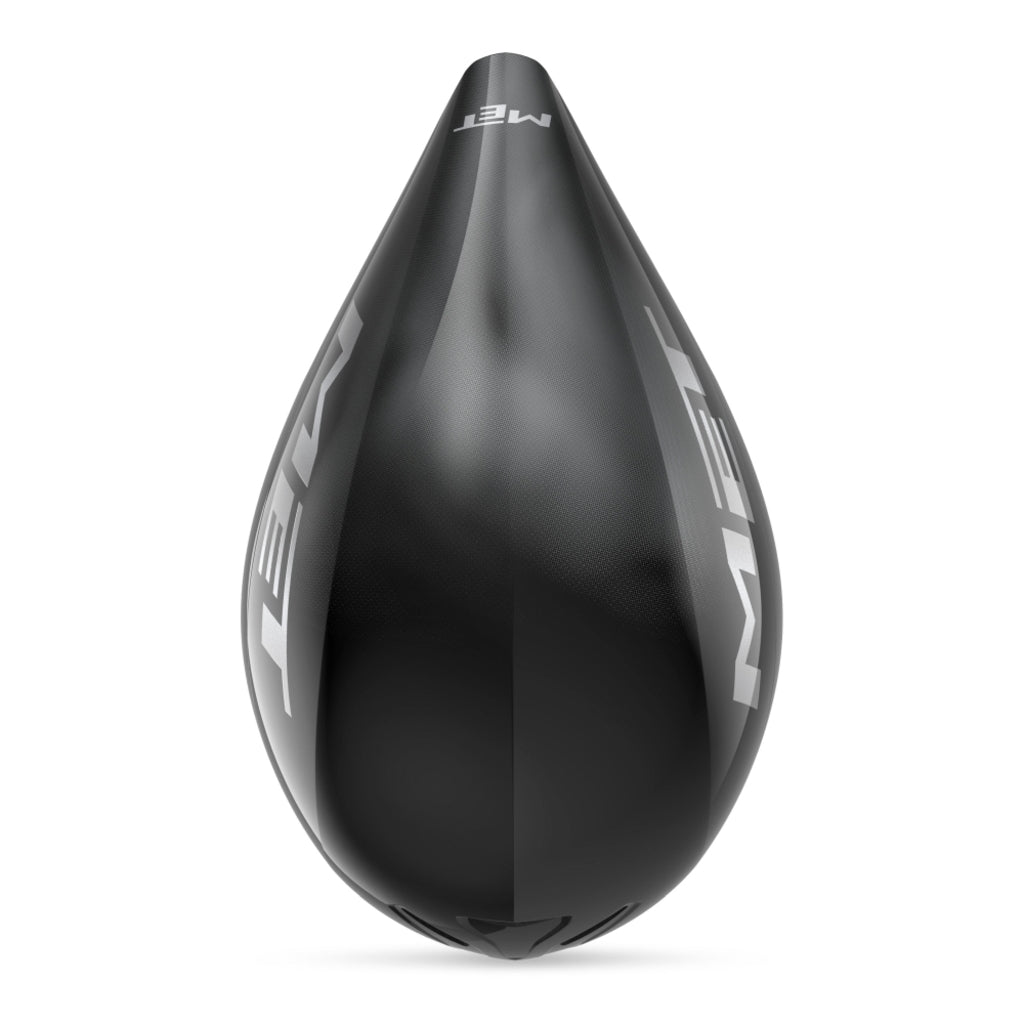 Aerodynamische MET Drone Wide Body II tijdrit helm met gestroomlijnd ontwerp en ventilatie voor wielrenners.