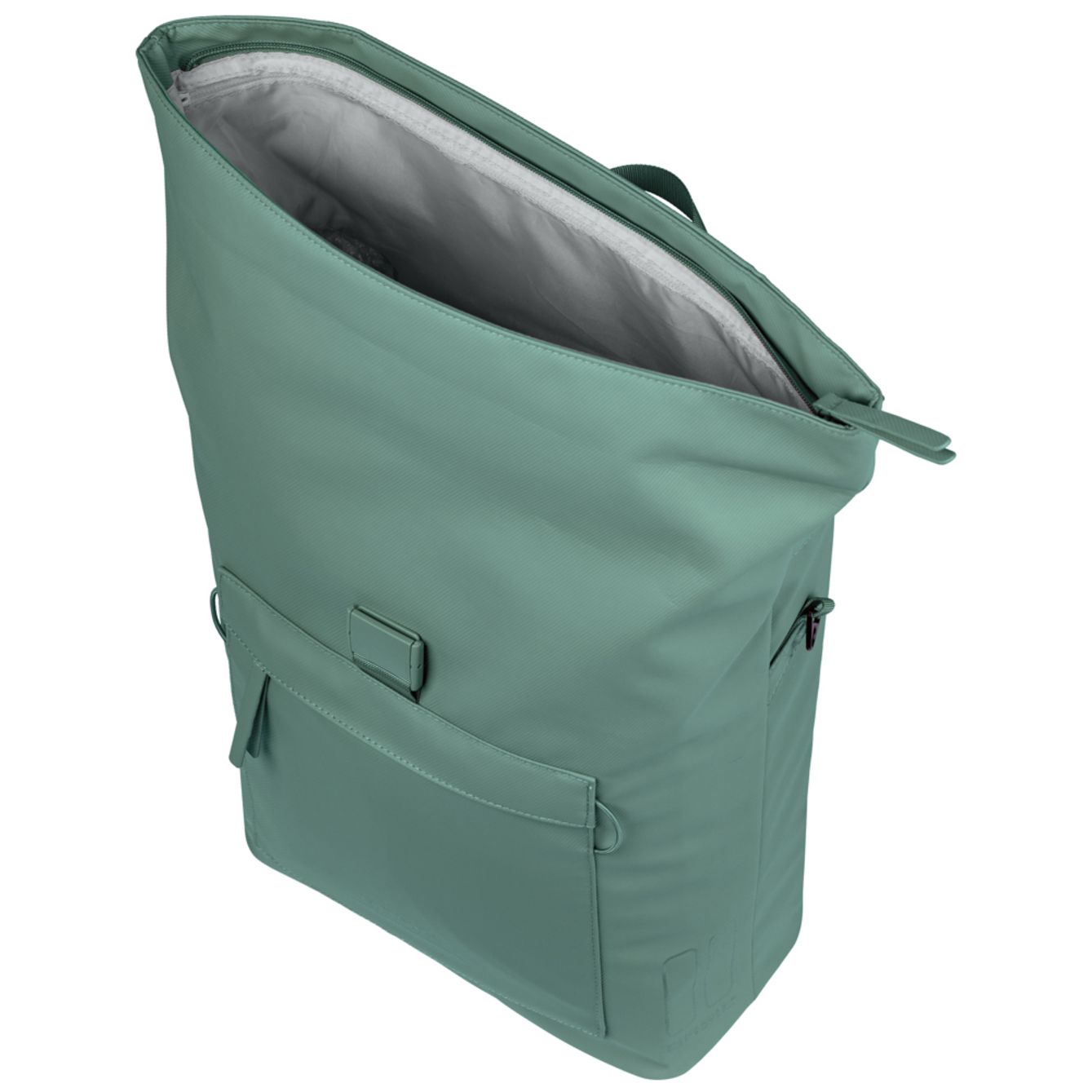 Basil Brooklyn Mik Hooks schoudertas van gerecycled PET, fietstas met 17L capaciteit en zwart ontwerp.