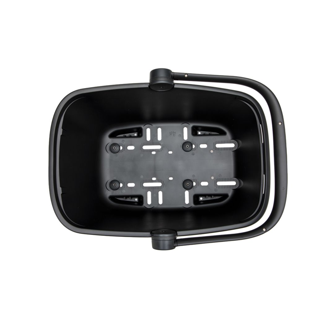 Nieuwe Looxs Clipper RT fietsmand met 28 liter capaciteit, bevestiging op Racktime fietsdrager, stevige en ruime fietsmand