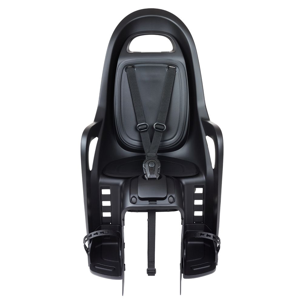 Polisport Groovy Mik-Hd zwart achterzitje voor fiets, comfortabel en veilig voor kinderen op de achterdrager.