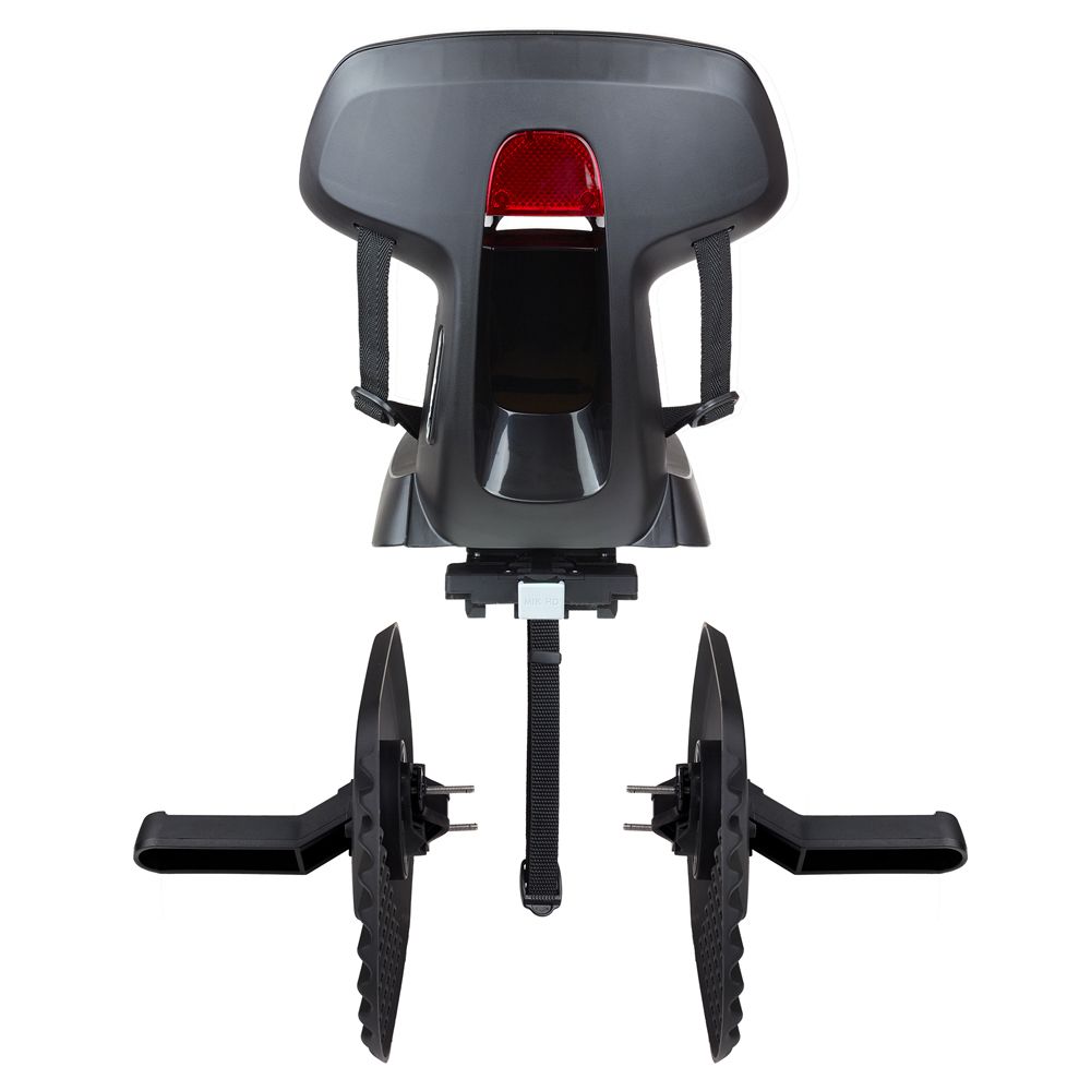 Polisport Guppy Junior Mik-Hd achterzitje voor fiets, zwart, bevestigd op de achterdrager, geschikt voor jonge kinderen.