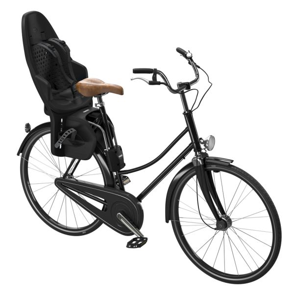 Thule Yepp 2 Maxi framebevestiging voor kinderzitje achter op fiets met dualbeam-ophangsysteem, zwart en stevig.
