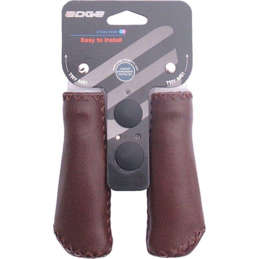 Handvatset Edge Leer - 2*135 mm (op kaart verpakt) - Le Coq Wielerartikelen