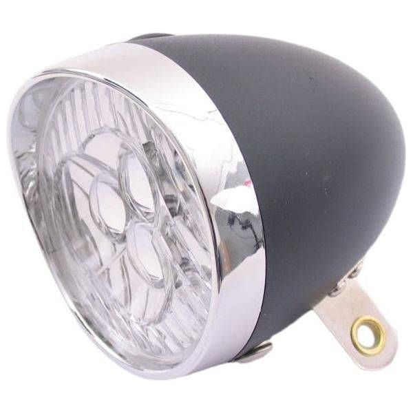 Edge Koplamp Retro 3 Led - Aan/Uit - Incl. Batterijen - Zwart/Chroom - Le Coq Wielerartikelen