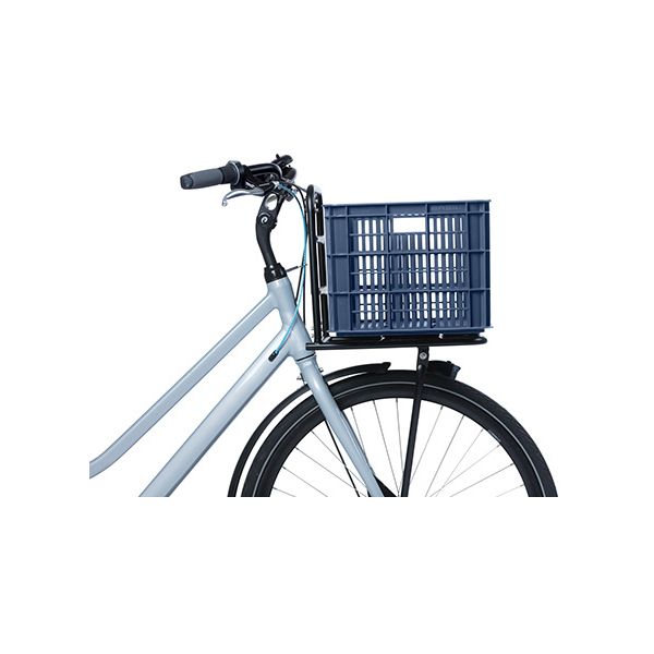 Basil L 40 liter fietskrat van gerecycled kunststof, robuuste fietsmand met open structuur voor bagage en boodschappen