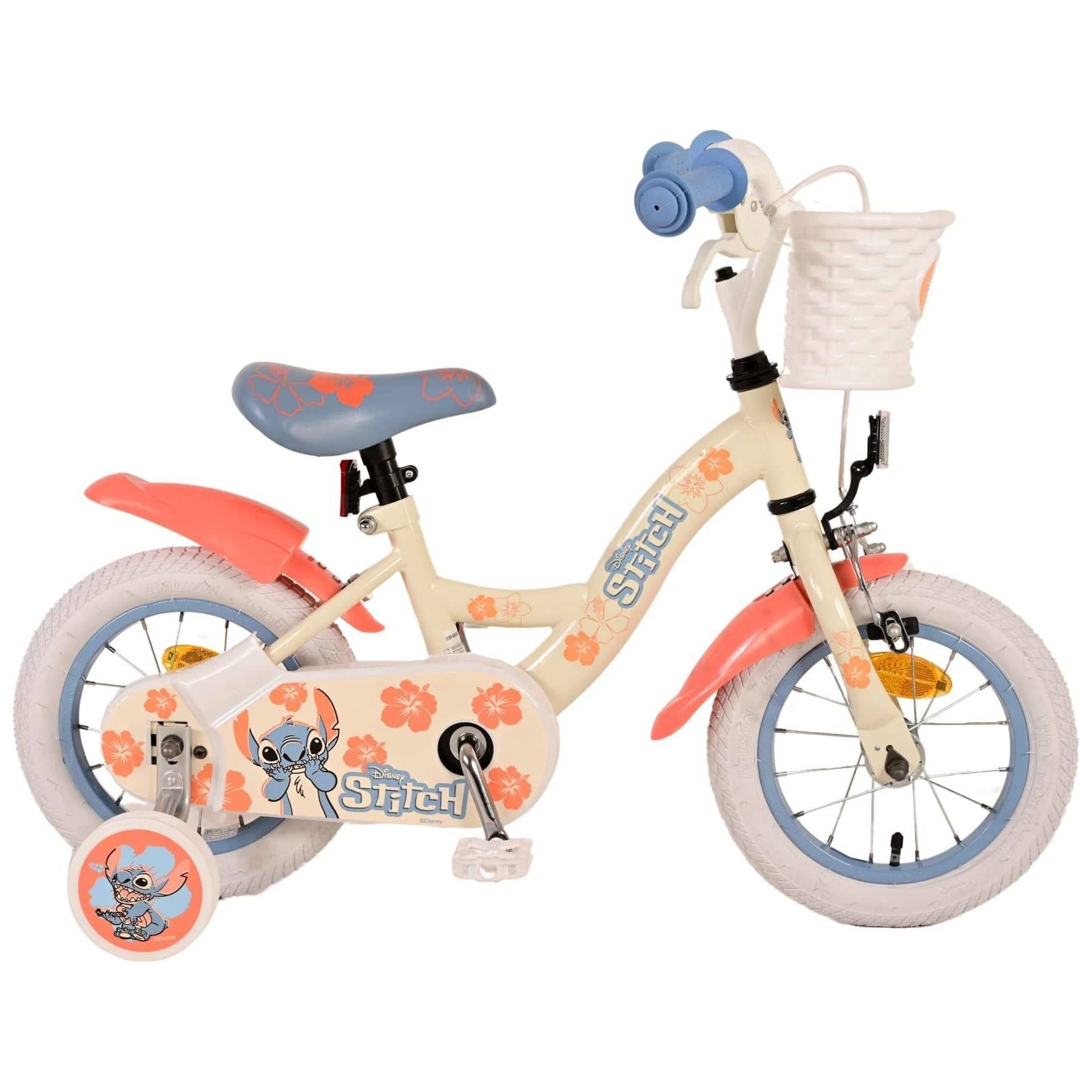 Kinderfiets 12" Volare Stitch - Crème Koraal Blauw - Le Coq Wielerartikelen