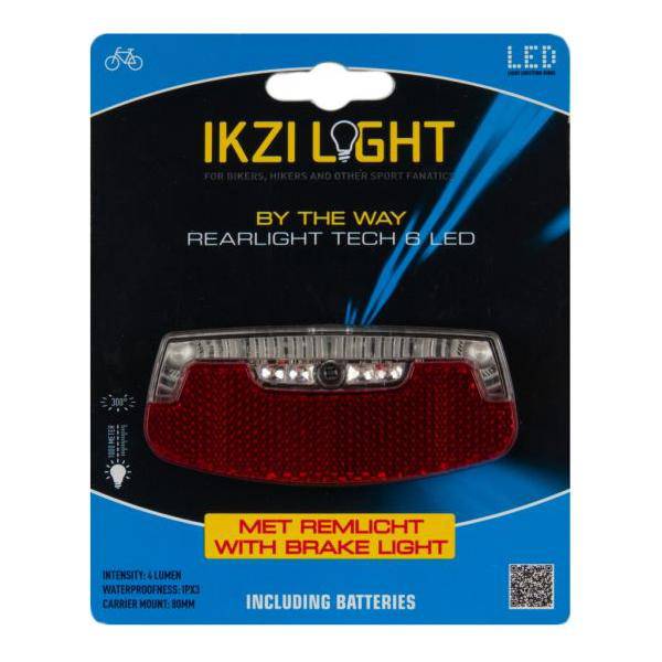 Ikzi Light Achterlicht By The Way Met Remlicht Batterij 80Mm - Le Coq Wielerartikelen