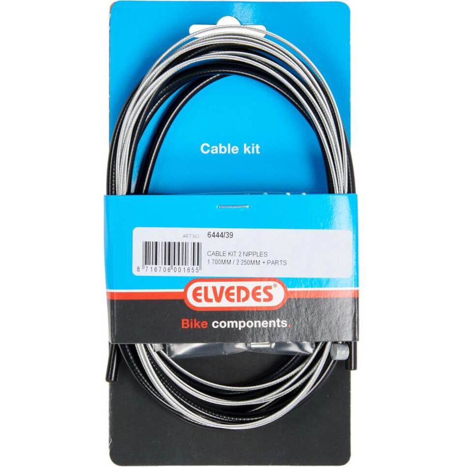Elvedes Remkabelset Achter 1700Mm / 2250Mm Verzinkt 2 Nippels - Zwart - Le Coq Wielerartikelen
