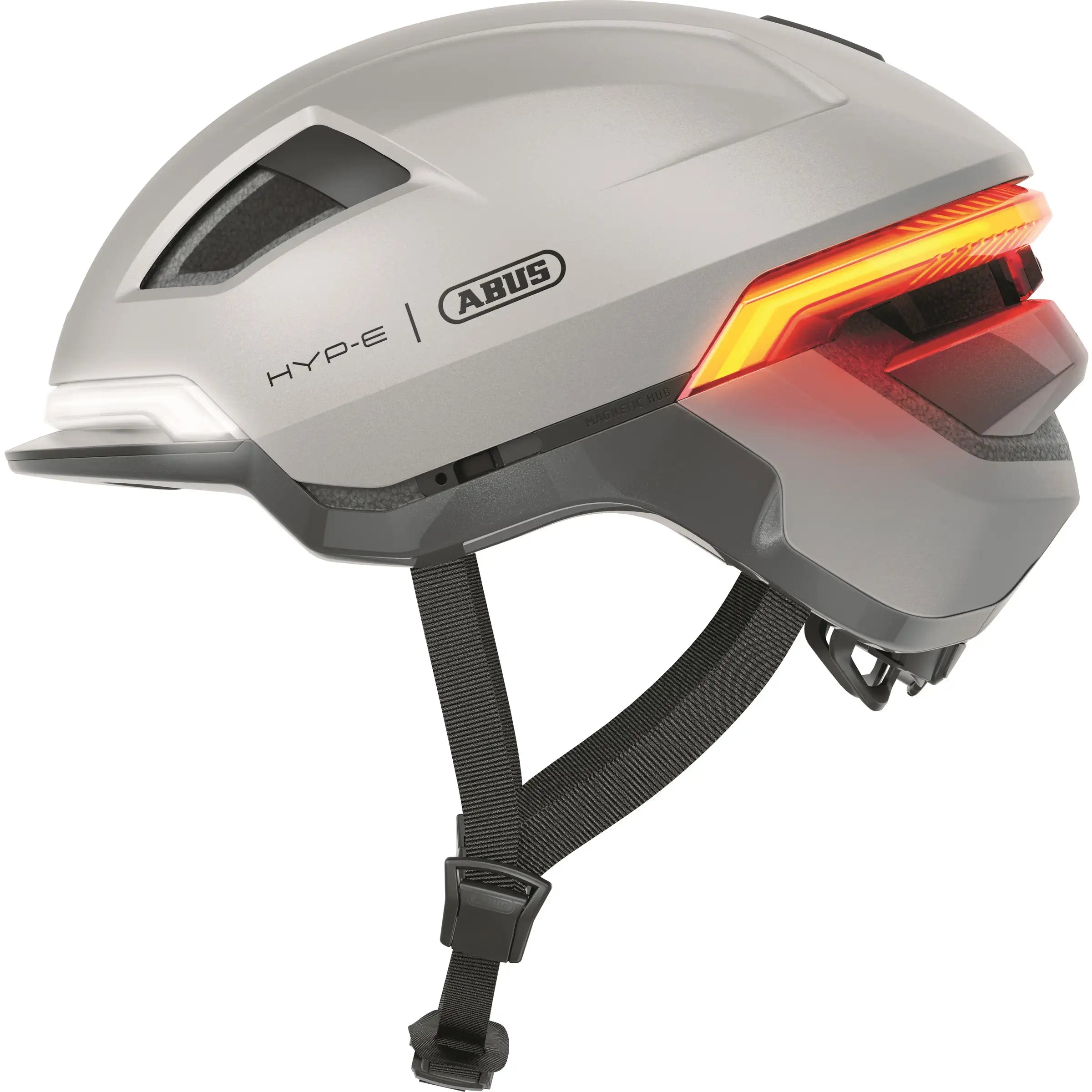 Abus Hyp-E Speed Pedelec helm met geïntegreerde verlichting, zwart, aerodynamisch ontwerp, veilige fietskap met slimme functies
