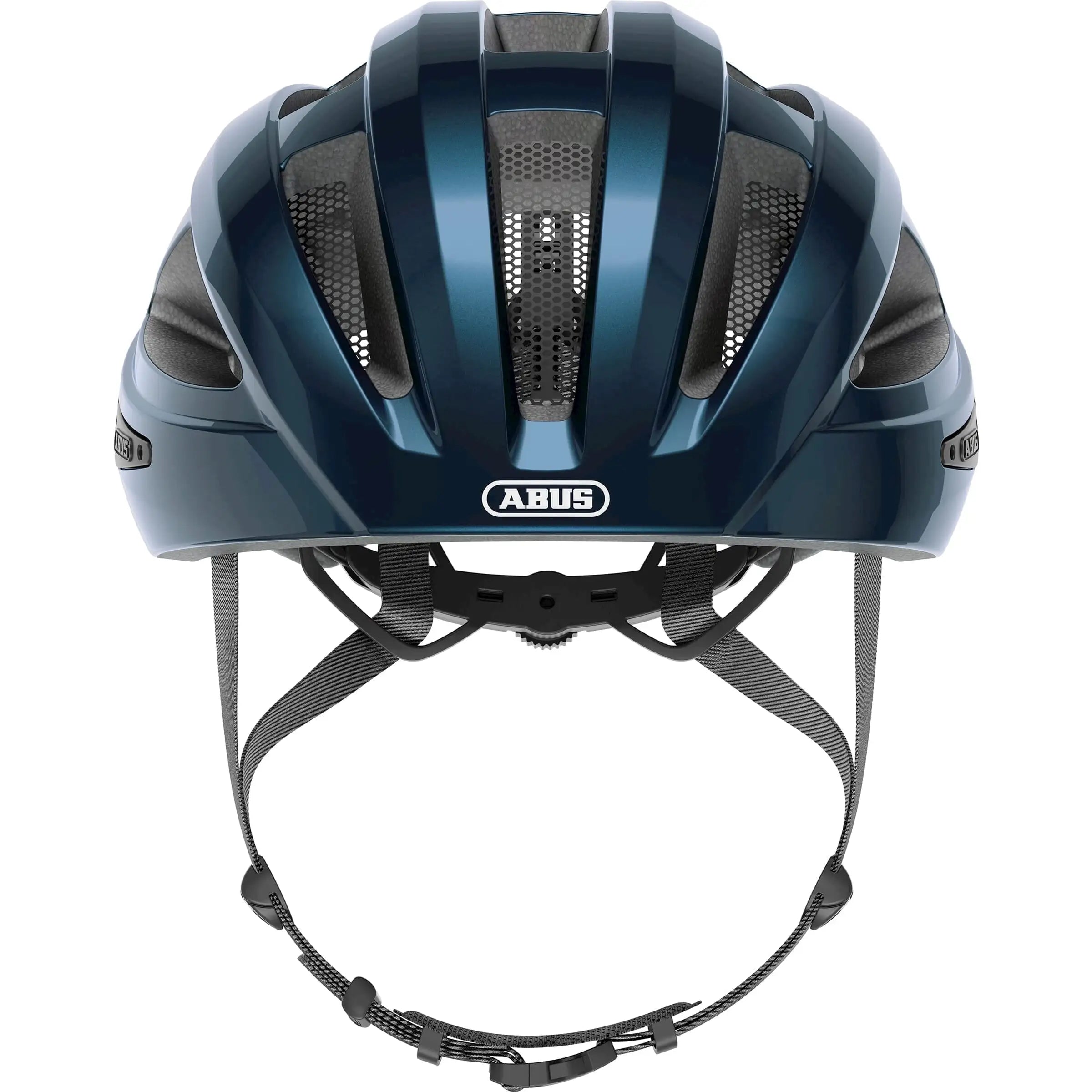 Abus Macator racefietshelm met goede ventilatie en sportieve uitstraling, lichtgewicht instaphelm voor wielrenners.