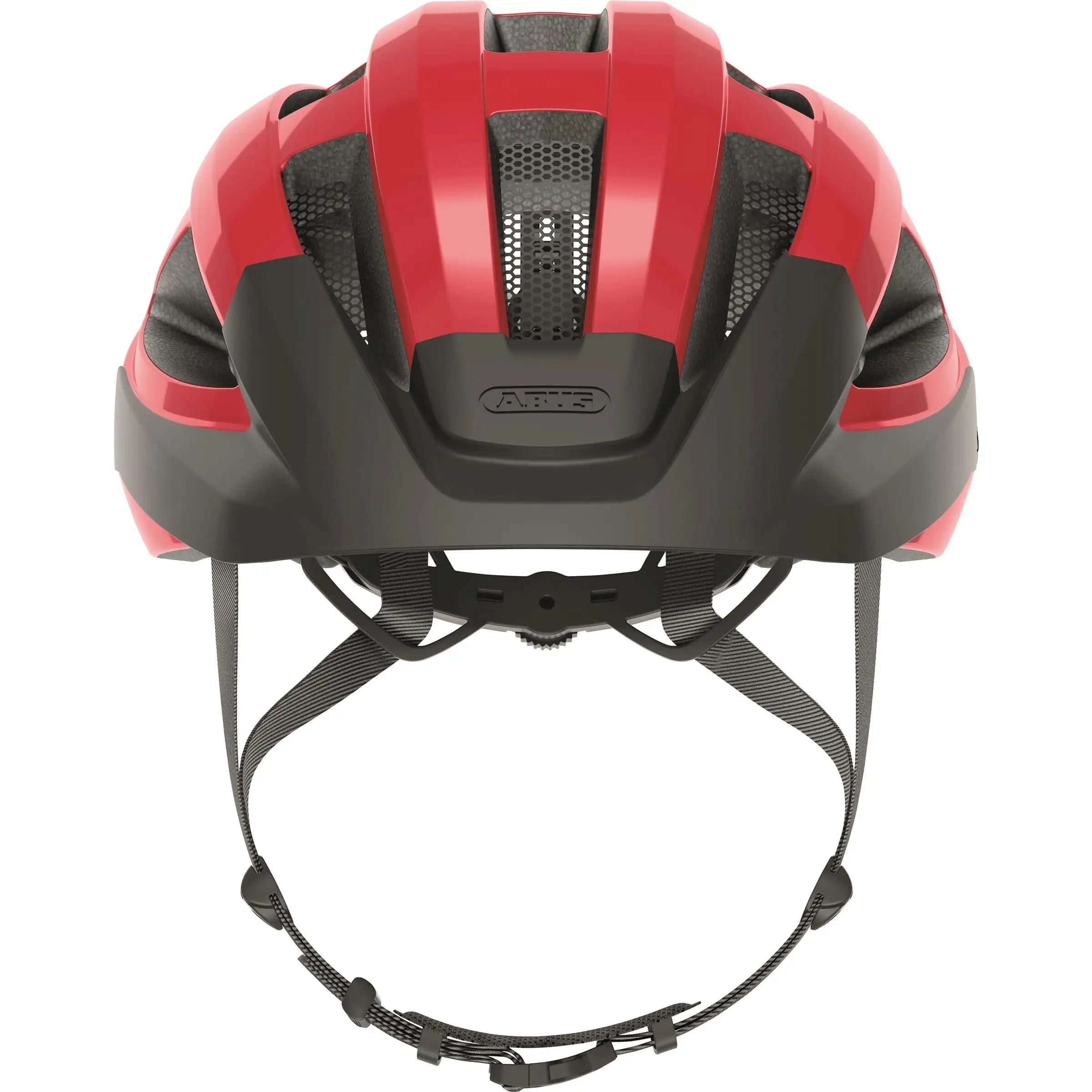 Abus Macator racefietshelm met goede ventilatie en sportief ontwerp, geschikt voor wielrenners, zichtbaar in de afbeelding.