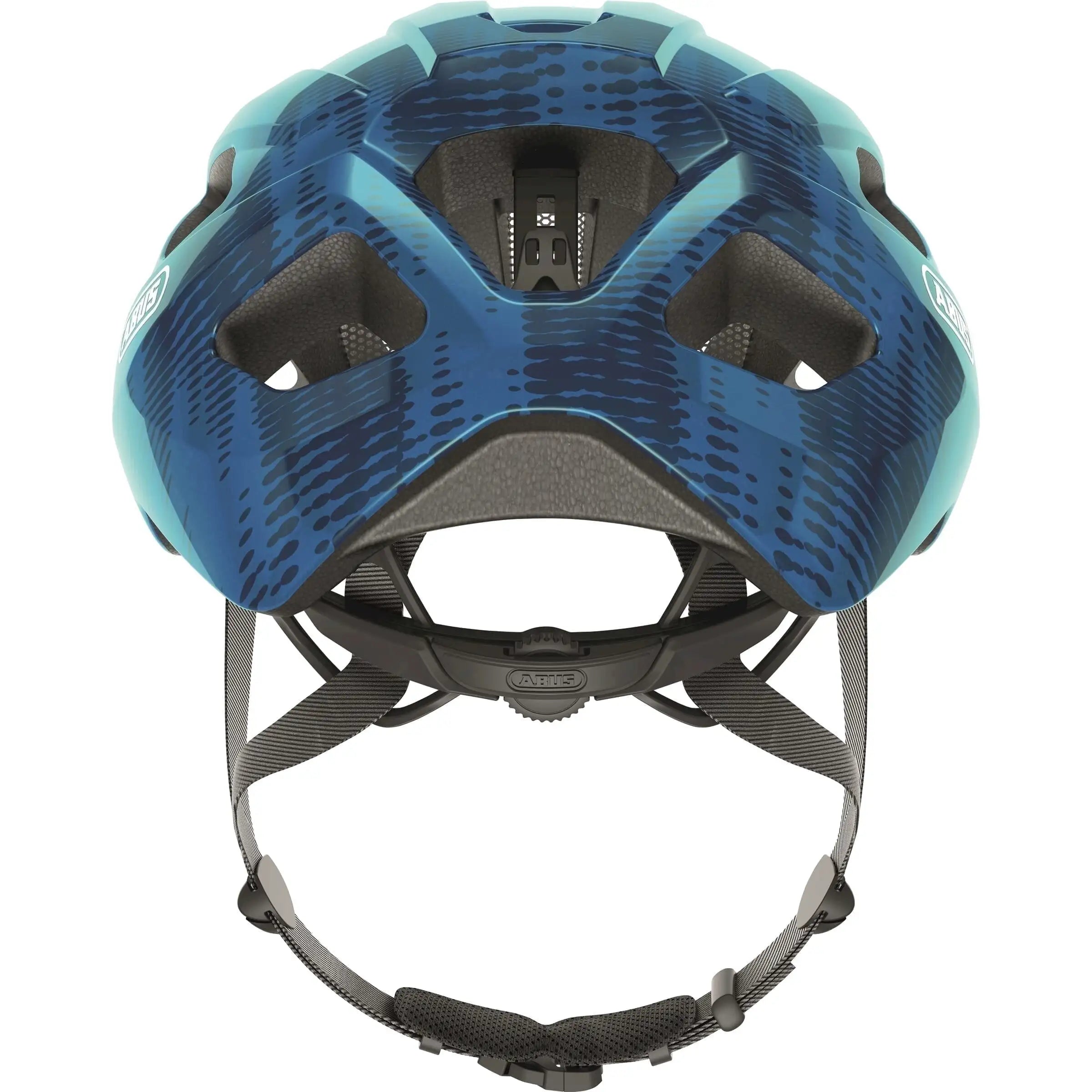 Abus Macator racefietshelm met goede ventilatie en sportief ontwerp, geschikt voor wielrenners en instapgebruikers.
