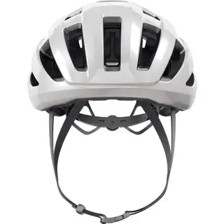 Abus Powerdome Mips racefietshelm met Mips-technologie, gemaakt in Italië, close-up van de helm met ventilatieopeningen