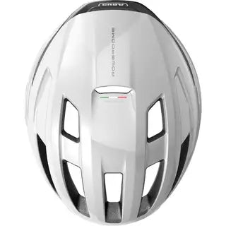 Abus Powerdome Mips racefietshelm met Italiaanse fabricage, lichtgewicht en veilig ontwerp, zichtbaar op de afbeelding.