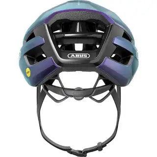 Abus Powerdome Mips racefietshelm in zwart met comfortabele pasvorm en ventilatie, gemaakt in Italië.
