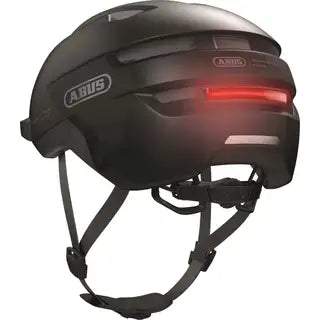 Abus Purl-Y Ace speed pedelec helm met aerodynamisch ontwerp en ventilatiegaten, geschikt voor snelle e-bikes.