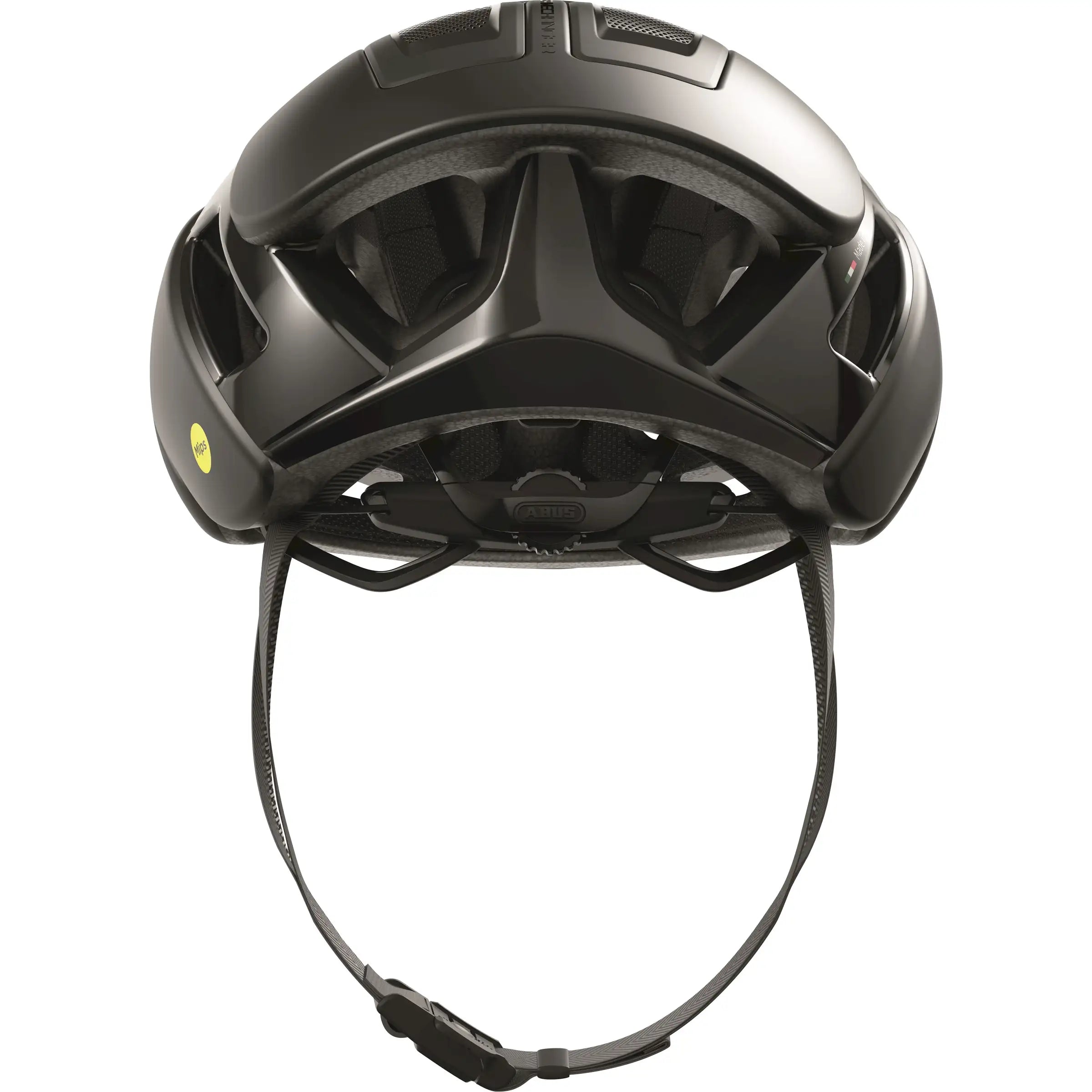 Abus Gamechanger 2.0 Mips racefietshelm met aerodynamisch ontwerp en ventilatieopeningen, geschikt voor wielrennen.