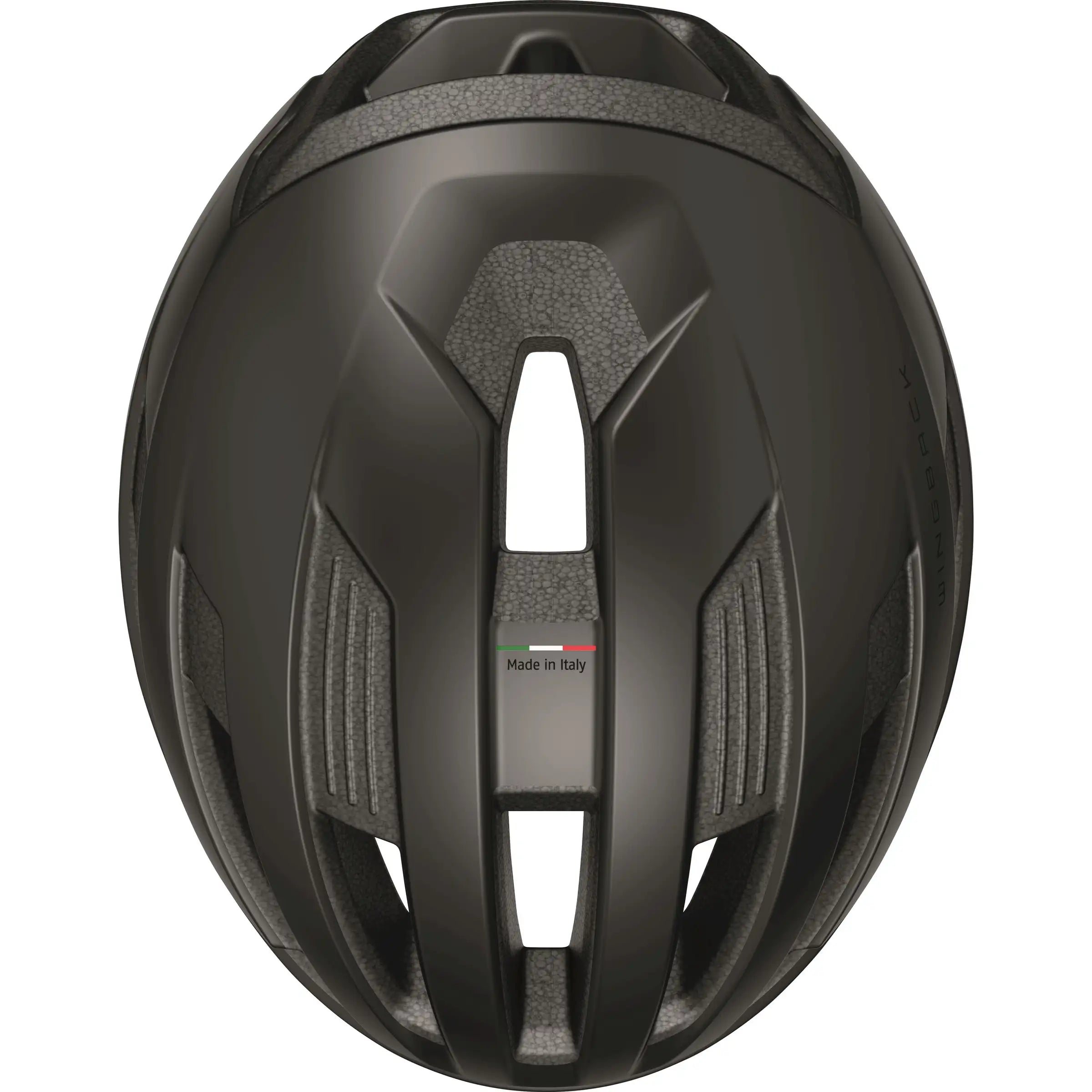Abus Wingback racefietshelm voor heren met aerodynamisch ontwerp en ventilerende gaatjes, zwart met blauwe details.