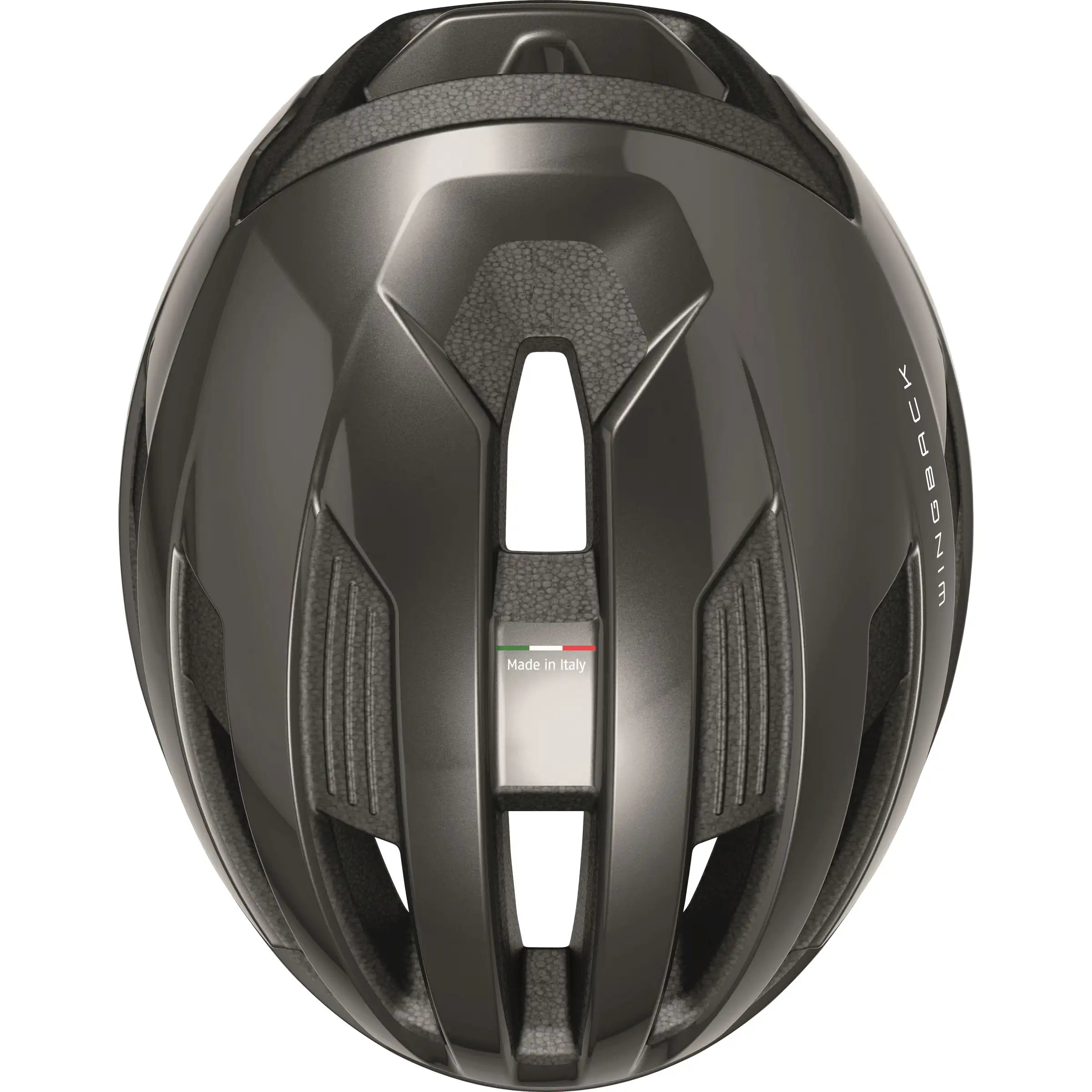 Abus Wingback racefietshelm voor heren met aerodynamisch ontwerp en verstelbare ventilatieopeningen, zwart met blauwe accenten.
