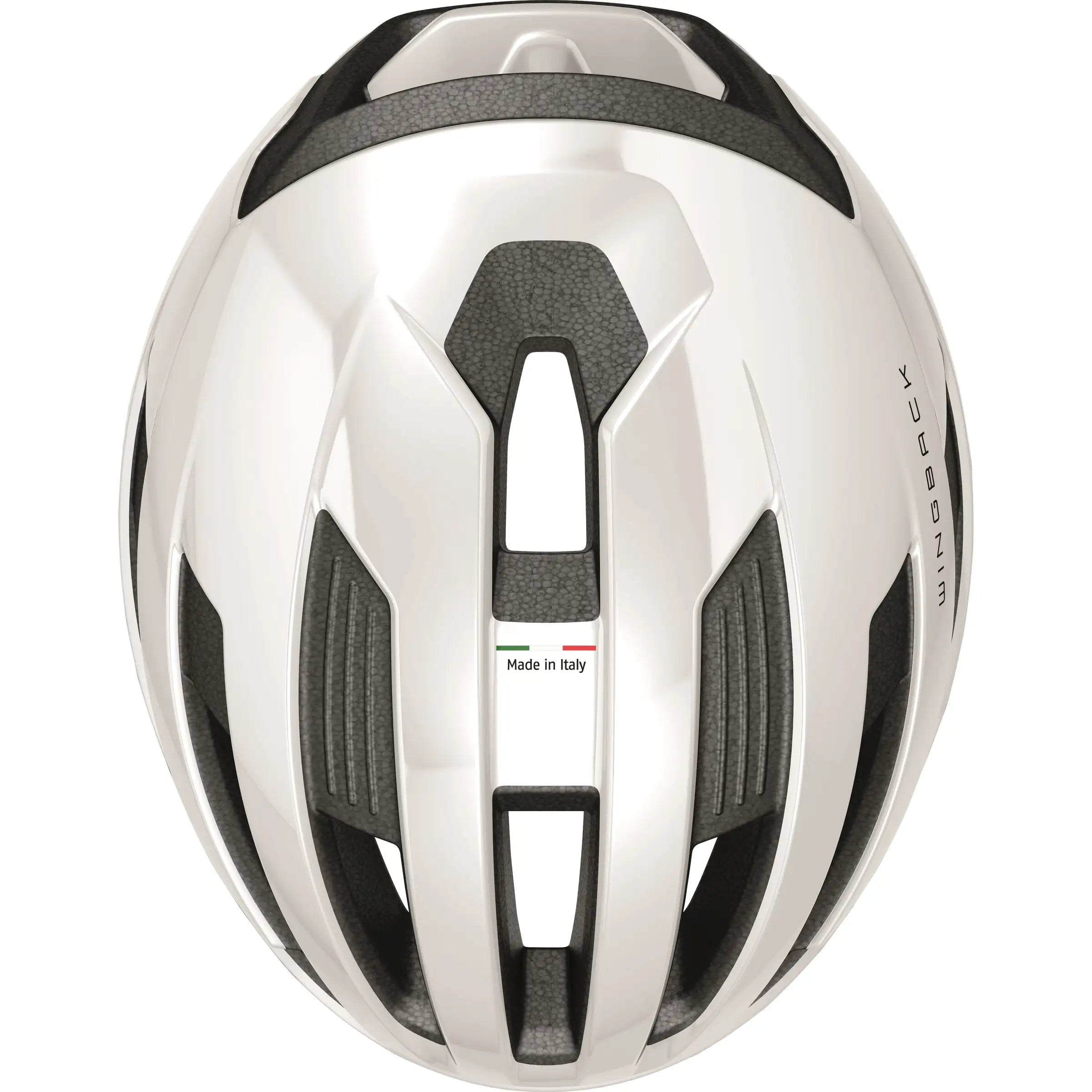 Abus Wingback racefietshelm met aerodynamisch ontwerp en ventilatiegaten, zwart, voor wielrenners.