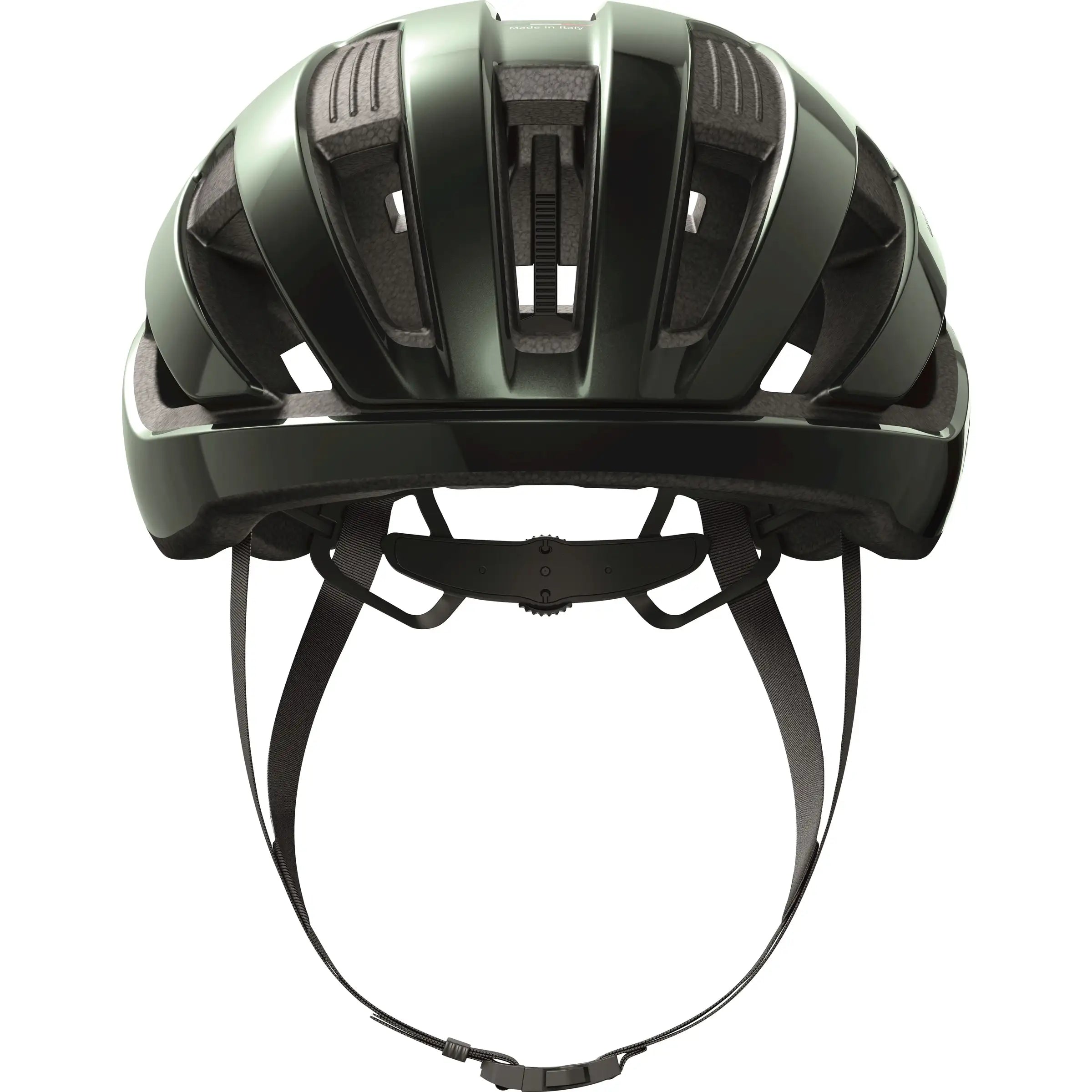 Abus Wingback racefiets helm met aerodynamisch ontwerp en ventilatiegaten, geschikt voor wielrenners, in zwart en geel.