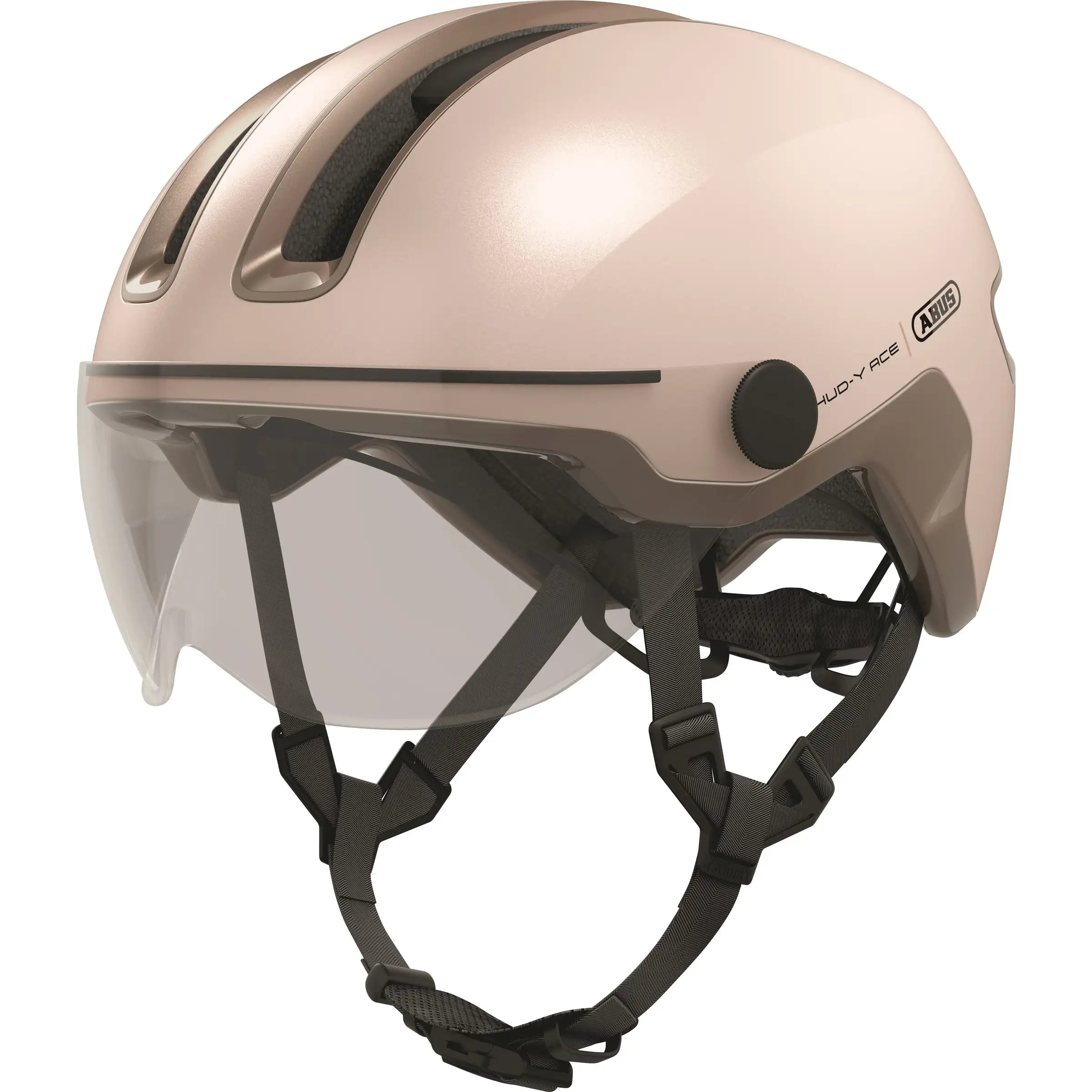 Abus Speed Pedelec fietshelm Hud-Y Ace met ventilatiegaten en stevige constructie, ontworpen voor snel en veilig fietsen.