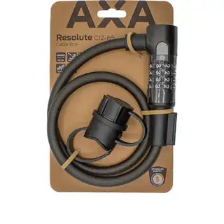Zwart Axa Resolute kabelslot van 65cm lang en 12mm breed, beveiligingsslot voor kabels en kabelbeheer.
