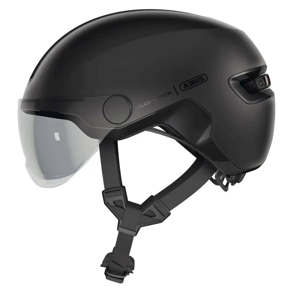 Abus Hud-Y Ace speed pedelec fietshelm met aerodynamisch ontwerp en ventilatieopeningen, geschikt voor elektrische fietsen.
