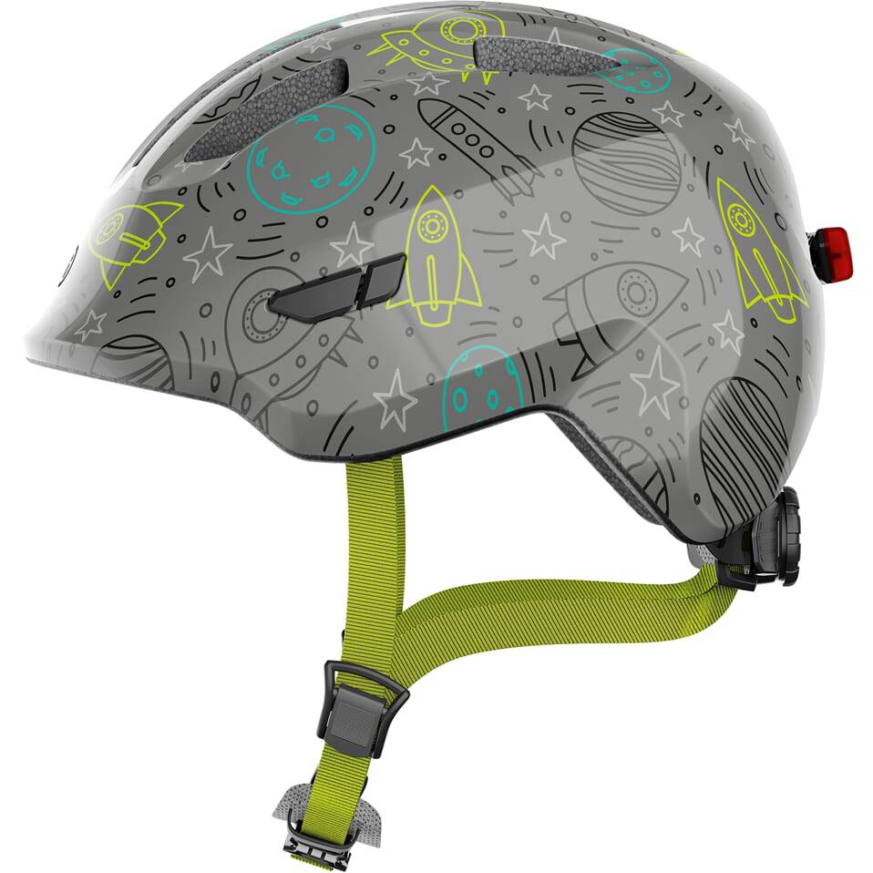 Abus Smiley 3.0 LED kinderfietshelm met achterlicht, kleurrijk en veilig voor kinderen, met verstelbare pasvorm en ventilatie.