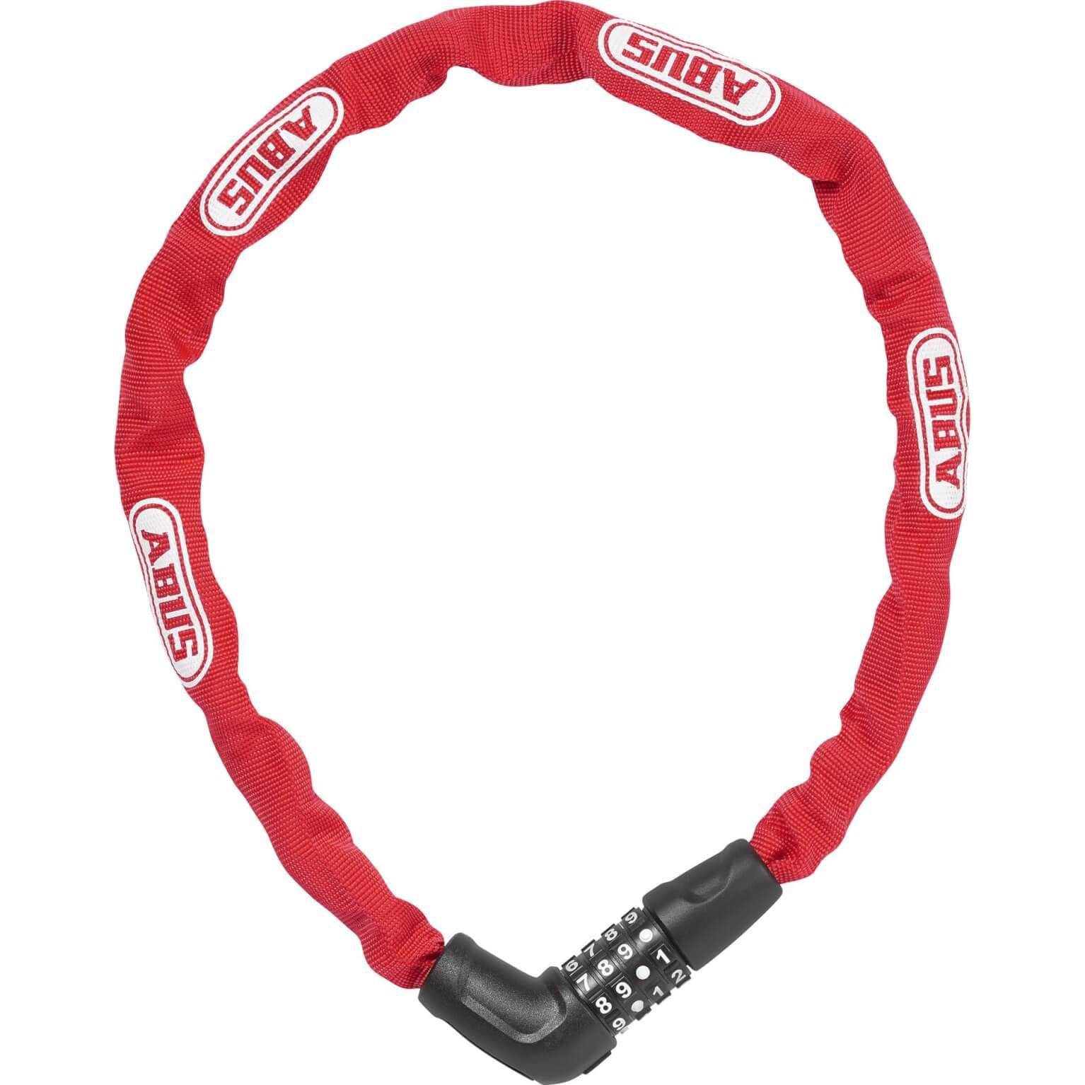 Abus Steel-O-Chain 5805C kettingslot, 75 cm, 5 mm dik, rood, met code, stevig fietsaccessoire voor beveiliging