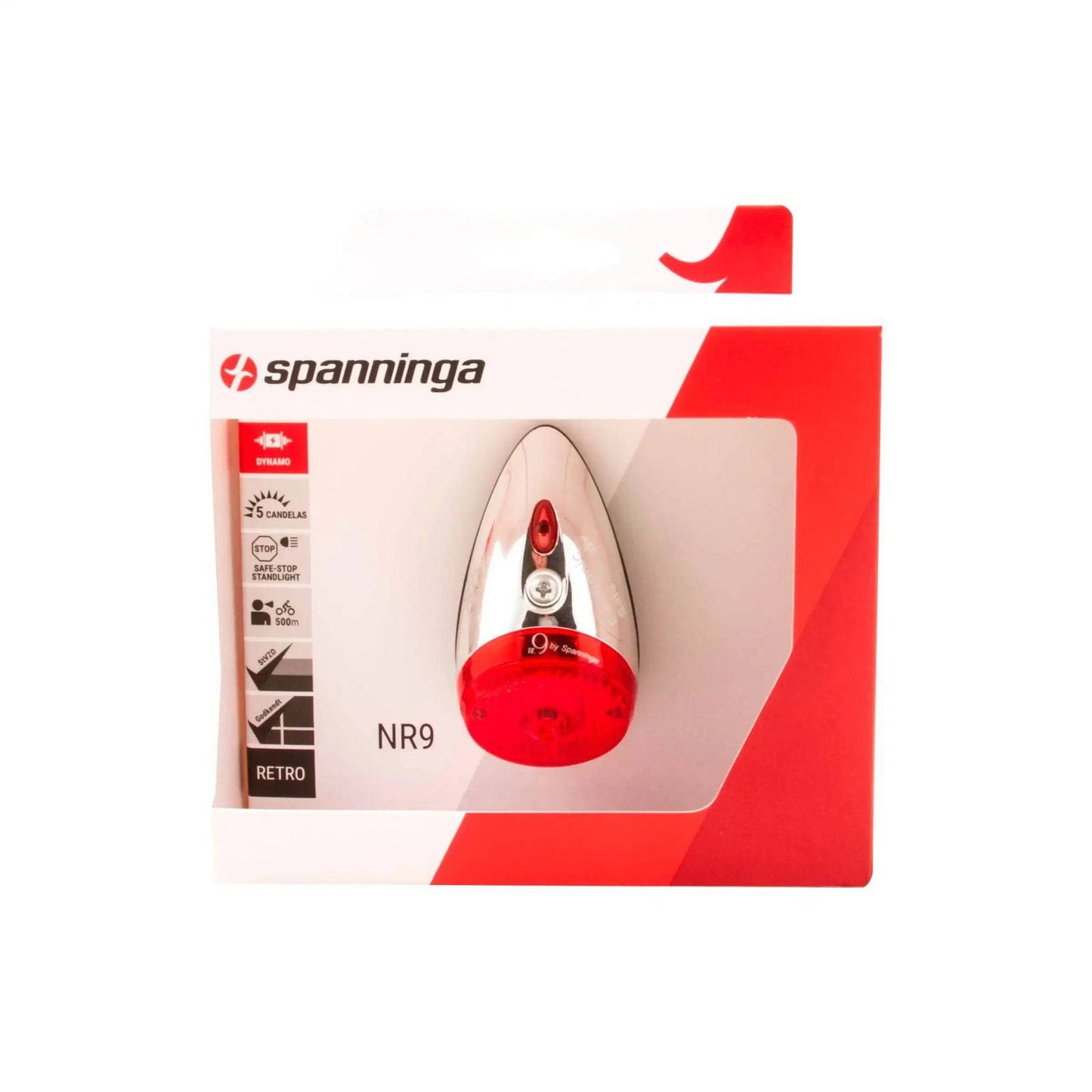 Achterlicht Spanninga Retro Nr.9 Xds Dynamo - Chroom/Zwart - Le coq wielerartikelen