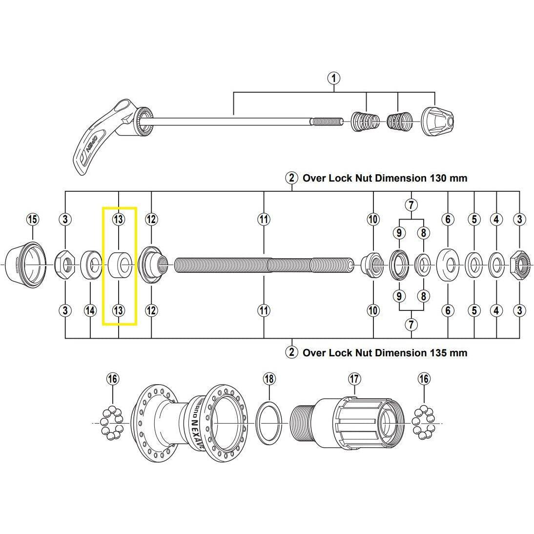 Afstandsbus Links Shimano 8 Mm - Le coq wielerartikelen