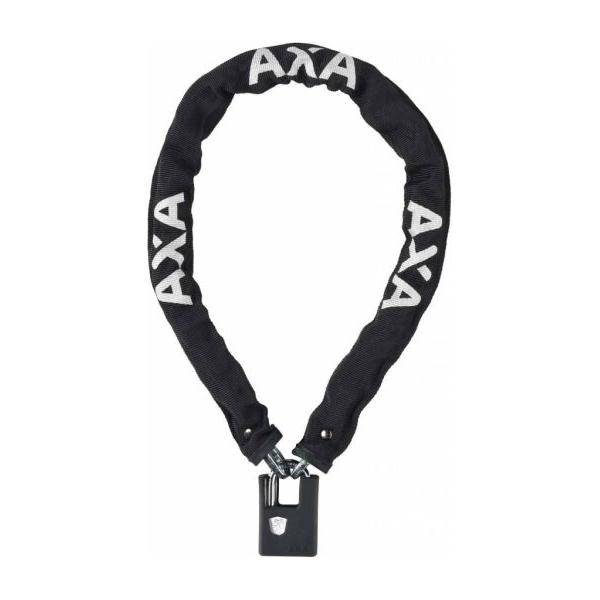 Axa kettingslot Clinch Soft 85cm x 6mm, stevig en flexibel, ligt op een witte achtergrond, klaar voor beveiliging van een fiets.