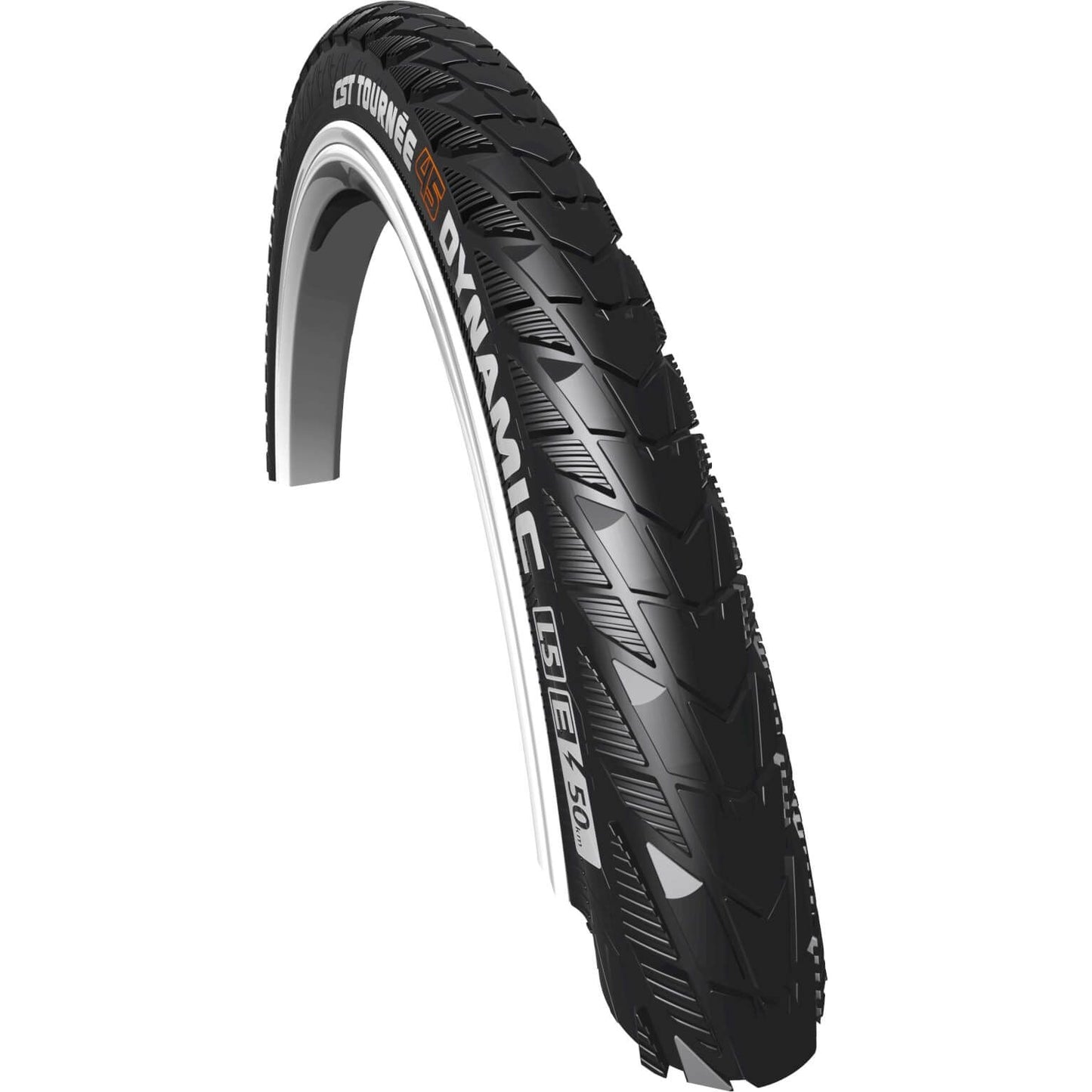 Cst Buitenband Tournee Dynamic 26 X 1.75 Zwart Met Reflecterende Lijnen - Le Coq Wielerartikelen