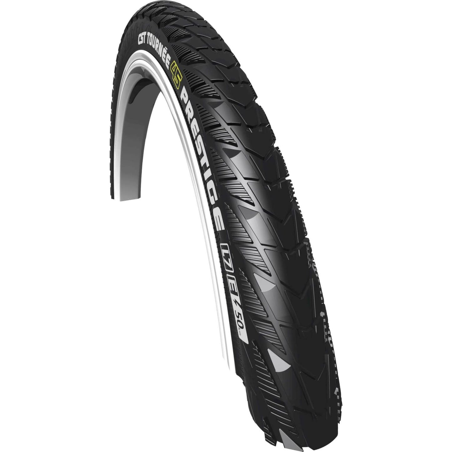 Cst Buitenband Tournee Prestige 26 X 1.75 Zwart Met Reflecterende Lijnen - Le Coq Wielerartikelen