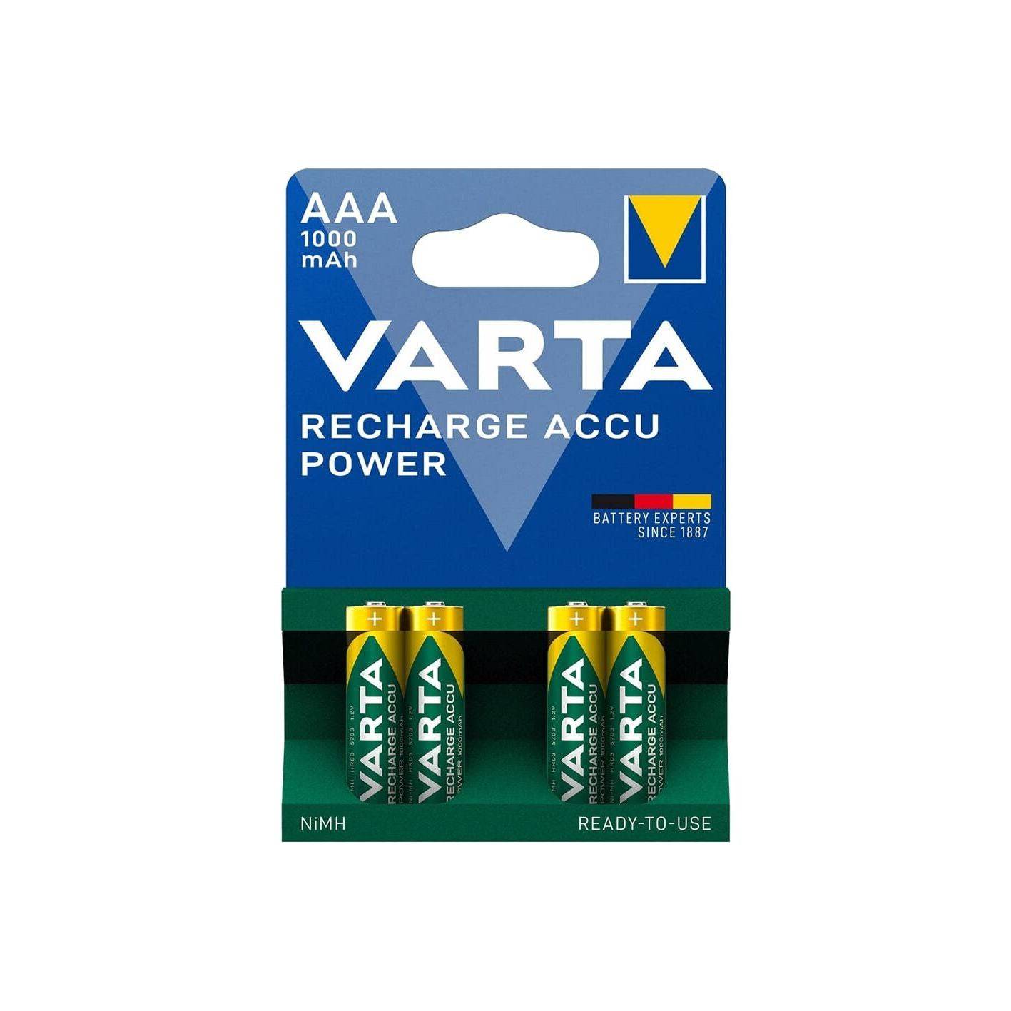 Varta Batterij R03 Aaa Oplaadbaar 1000Mah Kaart (4) - Le Coq Wielerartikelen